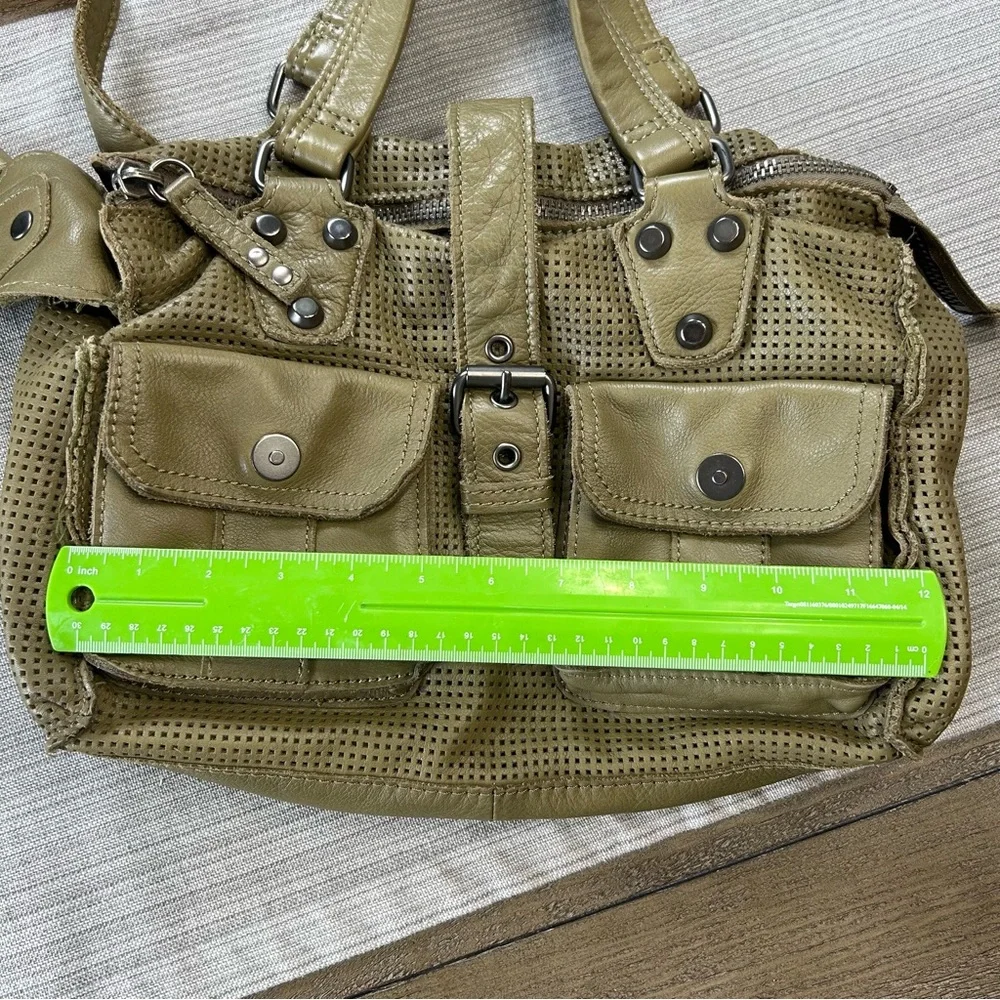 Linea Pelle Soft Leather Olive Green Messenger Bag